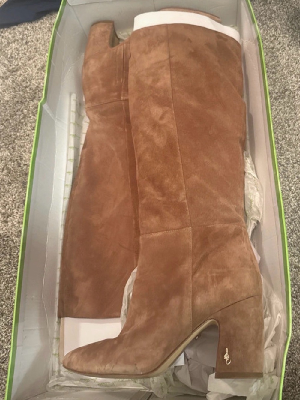Sam Edelman Women's Knee-High Suede Block Heel Boots - Praline